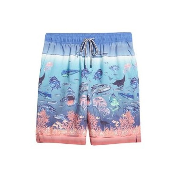 80. PETER MILLAR NWT $98 Men's Swim Trunks in Island color FREE KOOZE - Picture 1 of 8